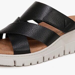 Vionic Uptown Sunset Black Slide Sandals with White Sole